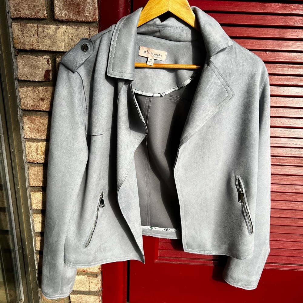 Philosophy Medium Grey Faux Leather Jacket - Picture 4 of 9